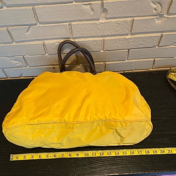 LIEBESKIND Berlin Yellow Adriana Large Nylon Leather Bag Sporty Satchel Purse - Picture 8 of 13